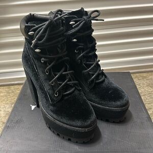 Windsor Smith Laken black leather high heel combat boot, Size 5/36
